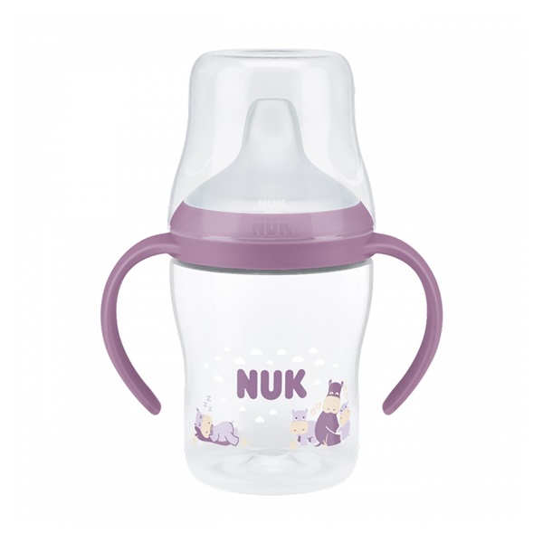 NUK Perfect Match Learner Bottle 150 ml with Silicone Spout and Temperature Control Hippo