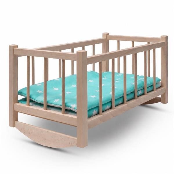 Wooden doll bed-cradle with bedding Baby Mix stars mint