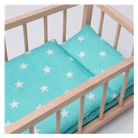 Wooden doll bed-cradle with bedding Baby Mix stars mint