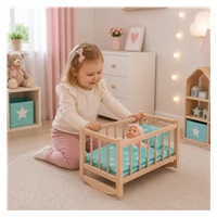 Wooden doll bed-cradle with bedding Baby Mix stars mint