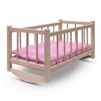 Wooden doll bed-cradle with bedding Baby Mix stars pink