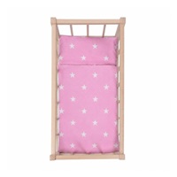 Wooden doll bed-cradle with bedding Baby Mix stars pink
