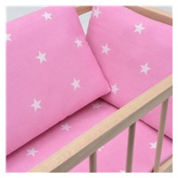 Wooden doll bed-cradle with bedding Baby Mix stars pink