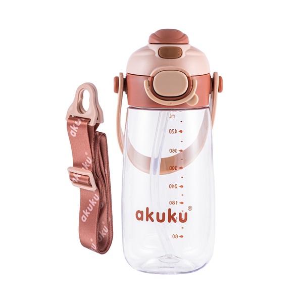 School water bottle with straw Akuku 480 ml, mocha