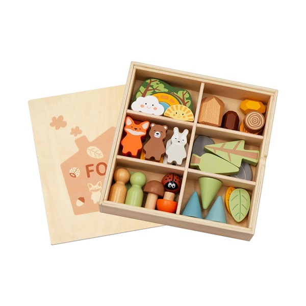 Wooden Montessori Forest Figure Set 40 Pieces