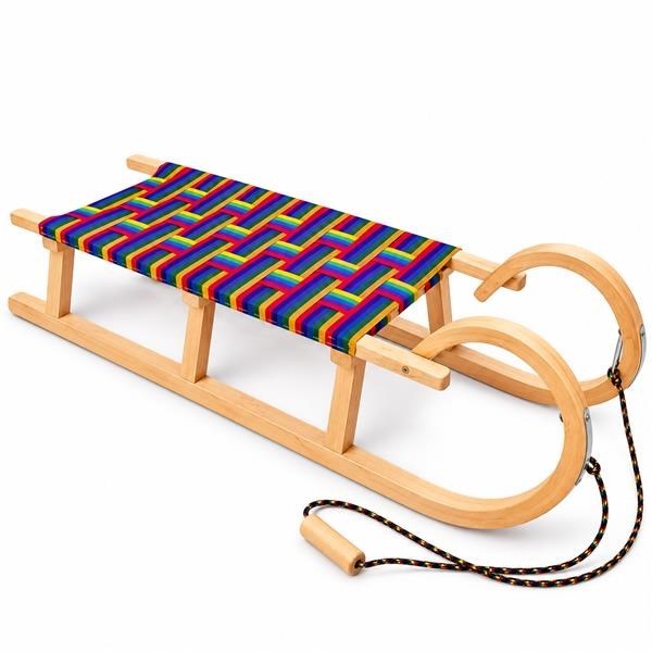 Classic wooden sled with pull rope and 120 cm BAYO
