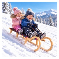 Classic wooden sled with pull rope and 120 cm BAYO