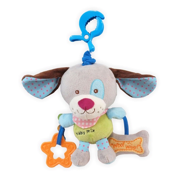 Educational playing plush toy with clip Baby Mix Dog